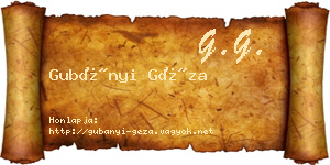 Gubányi Géza névjegykártya